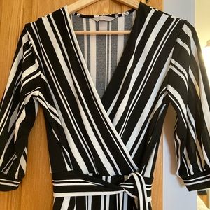 H&M striped wrap dress